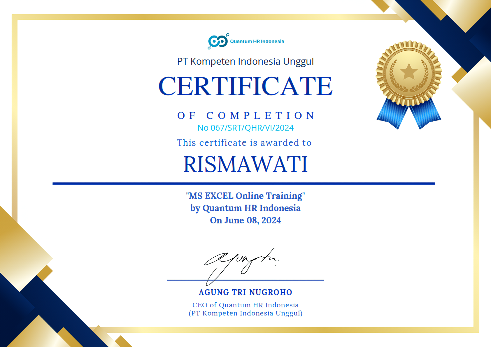 MS Excel Online Training - Participant